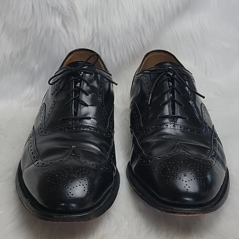 JOHNSTON & MURPHY Black Leather Wingtip Lace Up Oxford Office Formal Shoes 13D/B
